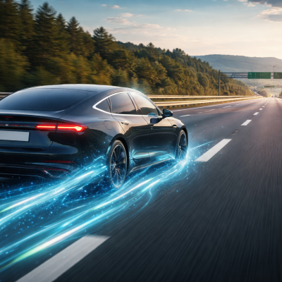 condusul unei masini electrice pe autostrada